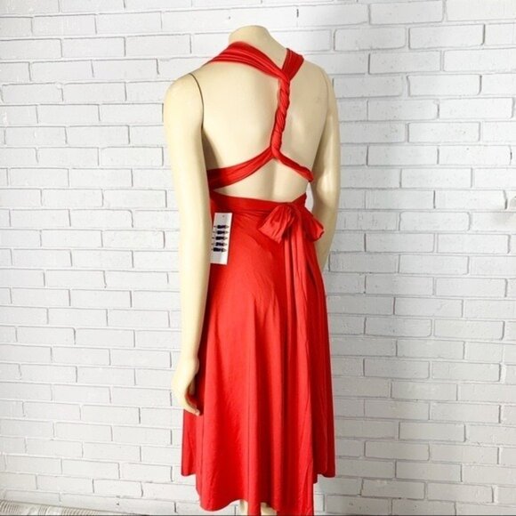 Flirty Girl Fashions Women’s Red Convertible Dress - Picture 8 of 8
